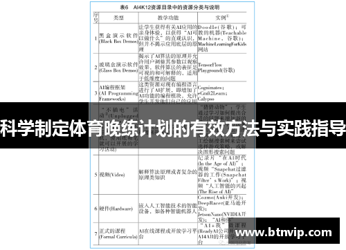 科学制定体育晚练计划的有效方法与实践指导